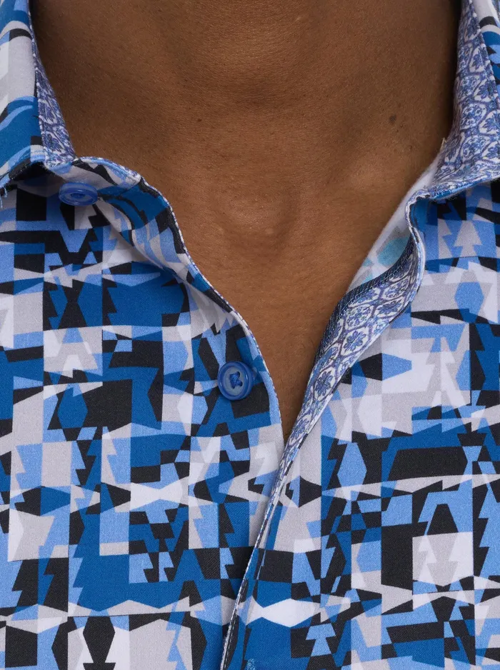 Robert Graham Short Sleeve Button Down Shirts Men IZNICK SHORT SLEEVE BUTTON DOWN SHIRT Blue
