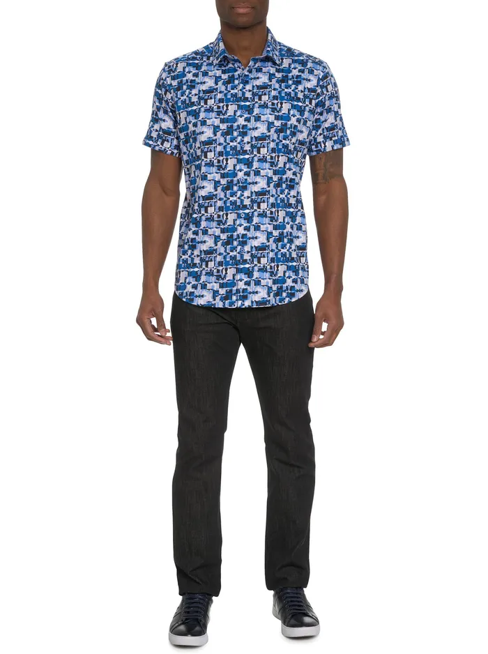 Robert Graham Short Sleeve Button Down Shirts Men IZNICK SHORT SLEEVE BUTTON DOWN SHIRT Blue