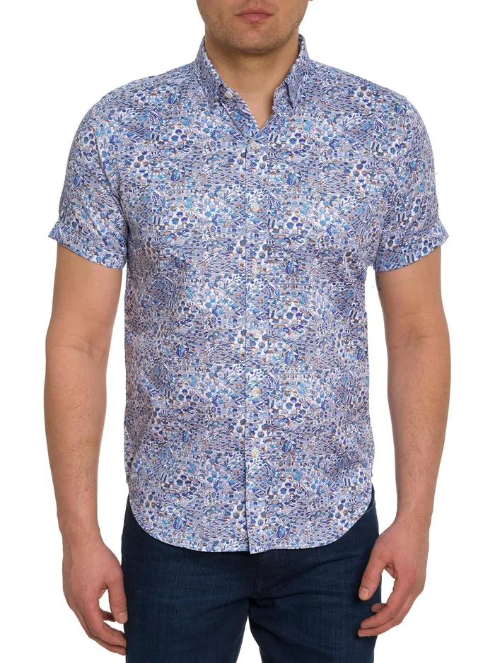 Robert Graham Short Sleeve Button Down Shirts Men LAKEPORT SHORT SLEEVE BUTTON DOWN SHIRT Blue Robert Graham Short Sleeve Button Down Shirts Men LAKEPORT SHORT SLEEVE BUTTON DOWN SHIRT Blue
