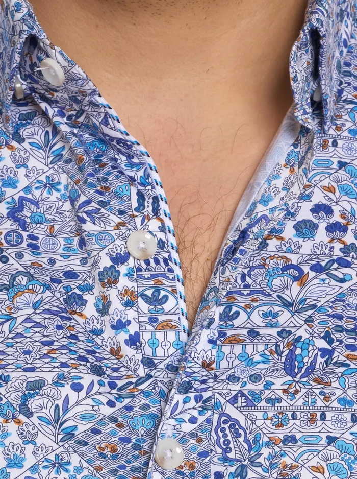 Robert Graham Short Sleeve Button Down Shirts Men LAKEPORT SHORT SLEEVE BUTTON DOWN SHIRT Blue