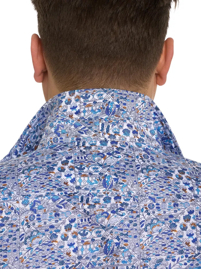 Robert Graham Short Sleeve Button Down Shirts Men LAKEPORT SHORT SLEEVE BUTTON DOWN SHIRT Blue