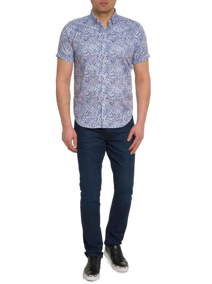 Robert Graham Short Sleeve Button Down Shirts Men LAKEPORT SHORT SLEEVE BUTTON DOWN SHIRT Blue