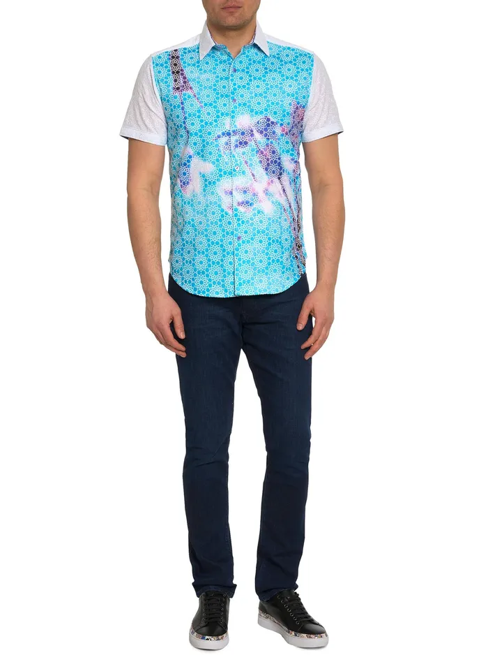 Robert Graham Short Sleeve Button Down Shirts Men LIMITED EDITION THE IRIS SHORT SLEEVE BUTTON DOWN SHIRT Multi