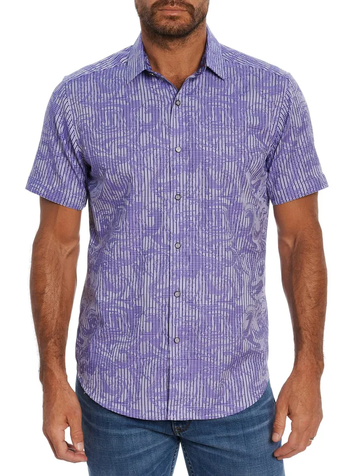 Robert Graham Short Sleeve Button Down Shirts Men RUM SWIZZLE SHORT SLEEVE BUTTON DOWN SHIRT Classic