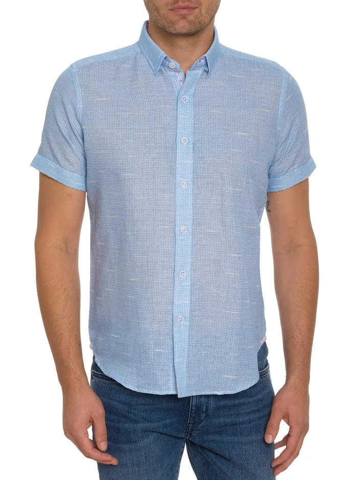 Robert Graham Short Sleeve Button Down Shirts Men SLOAN SHORT SLEEVE BUTTON DOWN SHIRT Blue Robert Graham Short Sleeve Button Down Shirts Men SLOAN SHORT SLEEVE BUTTON DOWN SHIRT Blue