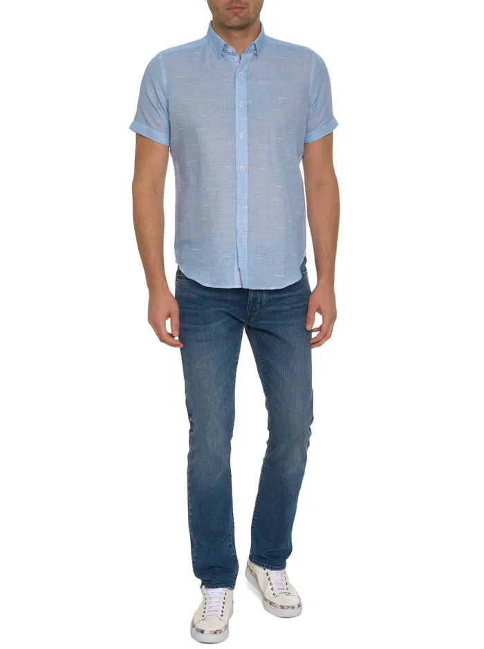 Robert Graham Short Sleeve Button Down Shirts Men SLOAN SHORT SLEEVE BUTTON DOWN SHIRT Blue