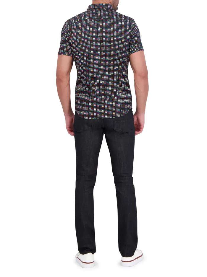 Robert Graham Short Sleeve Button Down Shirts Men SPECTACLE SHORT SLEEVE BUTTON DOWN SHIRT Black