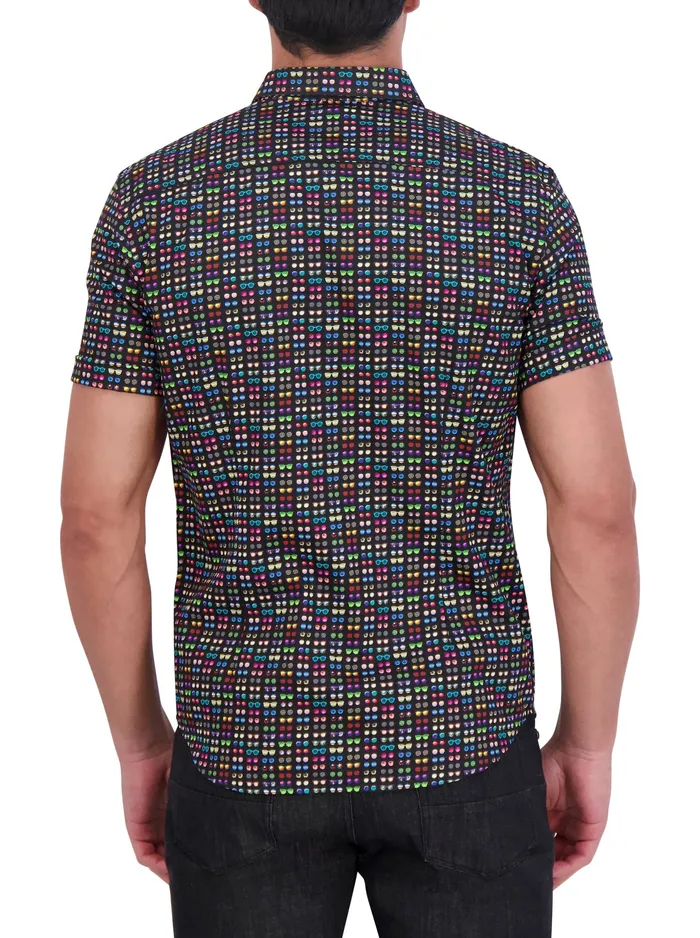 Robert Graham Short Sleeve Button Down Shirts Men SPECTACLE SHORT SLEEVE BUTTON DOWN SHIRT Black