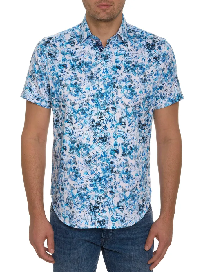 Robert Graham Short Sleeve Button Down Shirts Men THE LOWELL SHORT SLEEVE BUTTON DOWN SHIRT Teal Robert Graham Short Sleeve Button Down Shirts Men THE LOWELL SHORT SLEEVE BUTTON DOWN SHIRT Teal