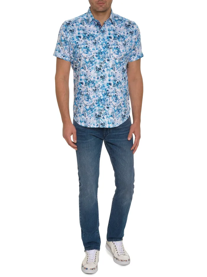 Robert Graham Short Sleeve Button Down Shirts Men THE LOWELL SHORT SLEEVE BUTTON DOWN SHIRT Teal