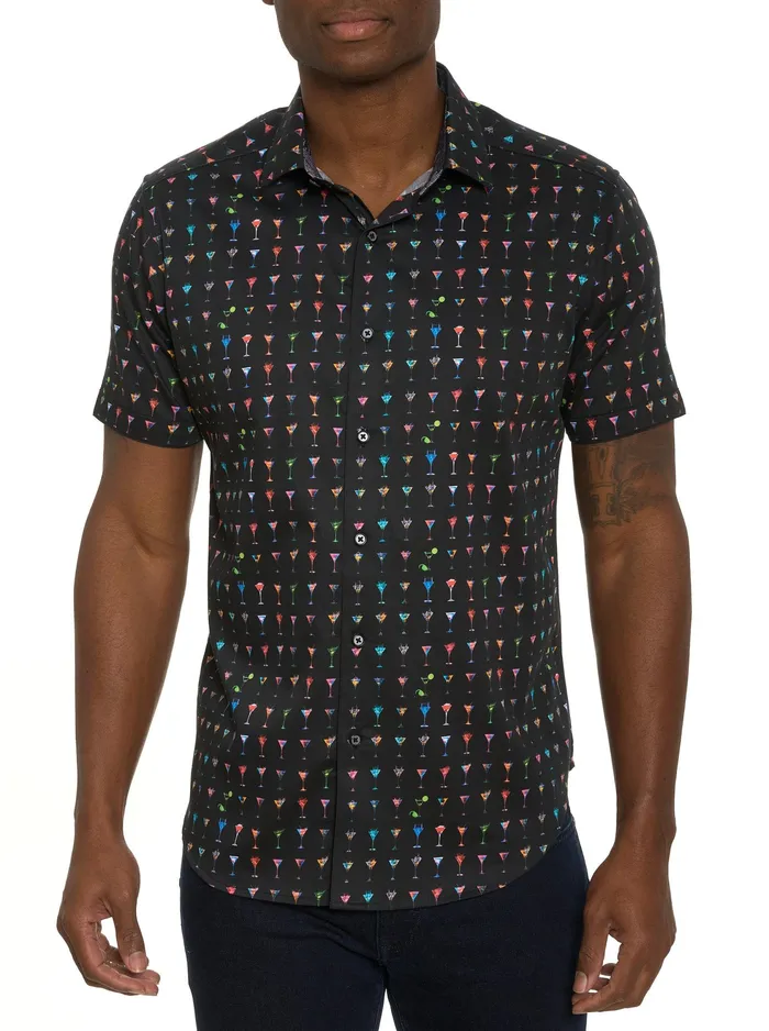Robert Graham Short Sleeve Button Down Shirts Men THE MARTINI SHORT SLEEVE BUTTON DOWN SHIRT Black Robert Graham Short Sleeve Button Down Shirts Men THE MARTINI SHORT SLEEVE BUTTON DOWN SHIRT Black
