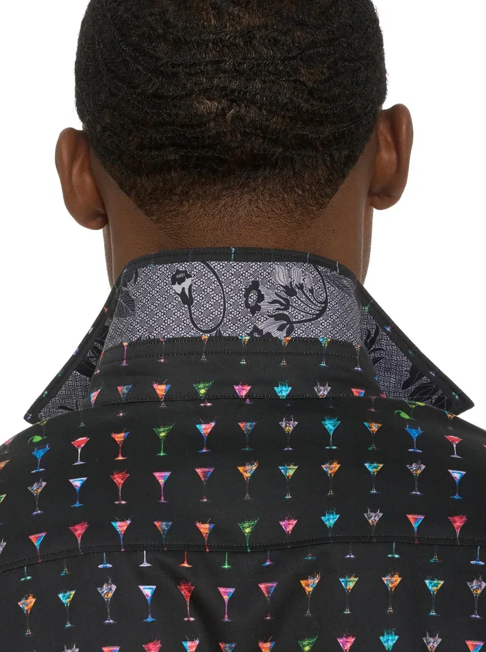 Robert Graham Short Sleeve Button Down Shirts Men THE MARTINI SHORT SLEEVE BUTTON DOWN SHIRT Black