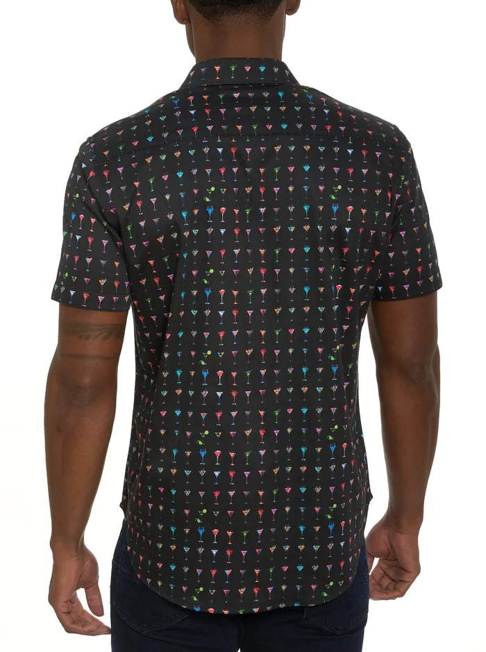 Robert Graham Short Sleeve Button Down Shirts Men THE MARTINI SHORT SLEEVE BUTTON DOWN SHIRT Black