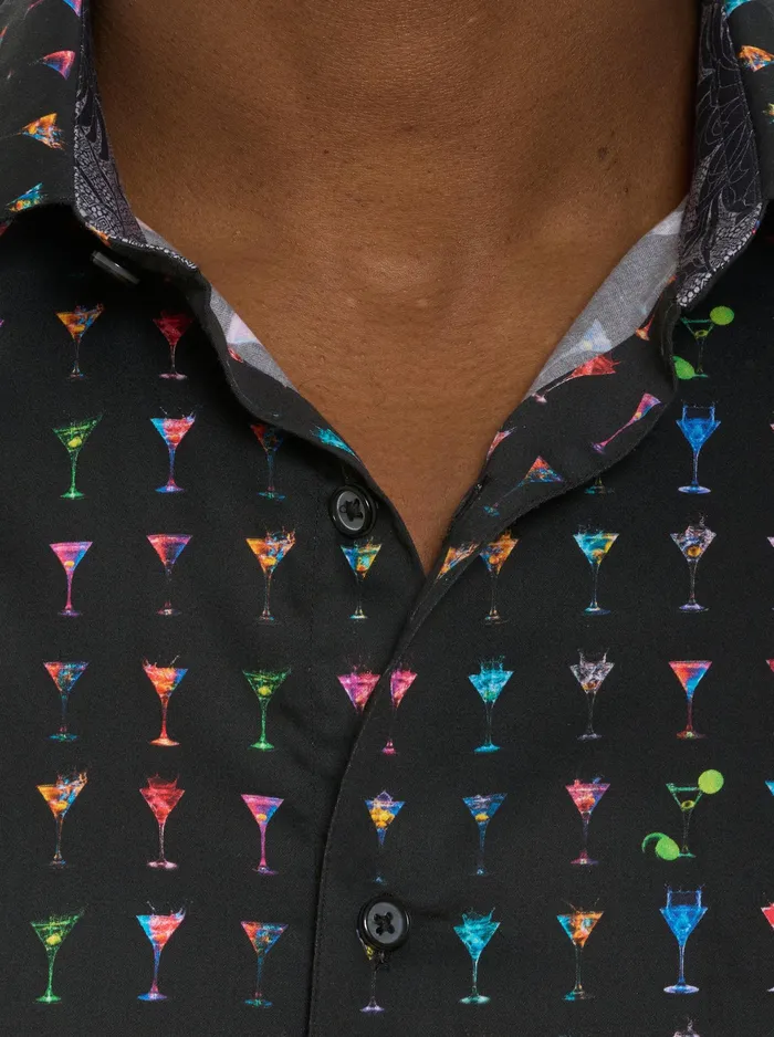 Robert Graham Short Sleeve Button Down Shirts Men THE MARTINI SHORT SLEEVE BUTTON DOWN SHIRT Black