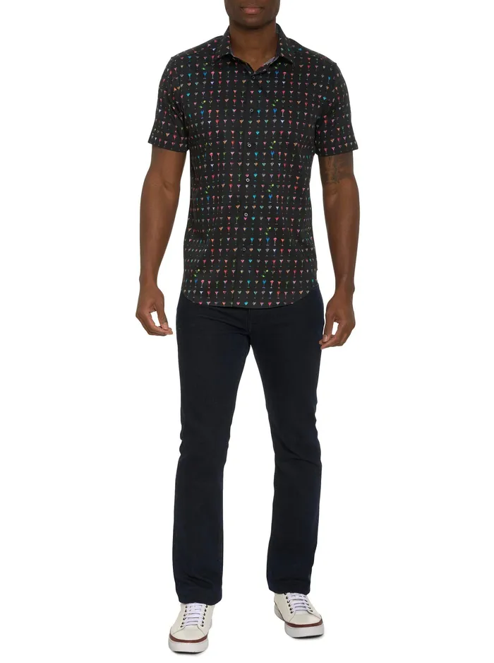 Robert Graham Short Sleeve Button Down Shirts Men THE MARTINI SHORT SLEEVE BUTTON DOWN SHIRT Black