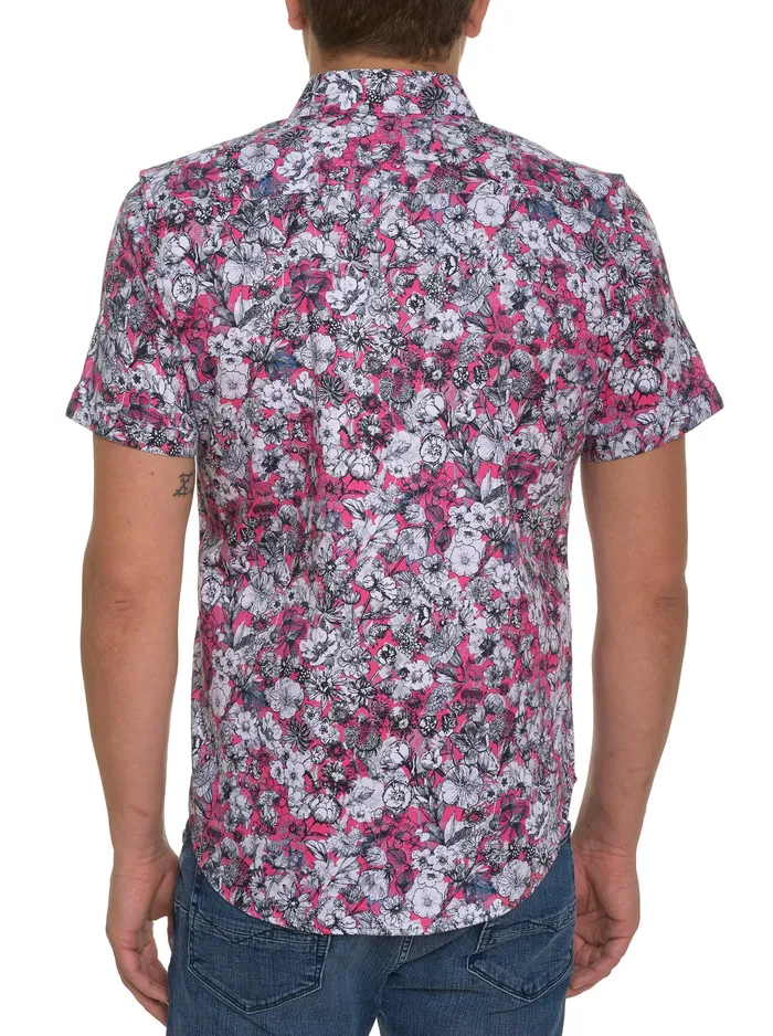 Robert Graham Short Sleeve Button Down Shirts Men THE PALAZA SHORT SLEEVE BUTTON DOWN SHIRT Magenta