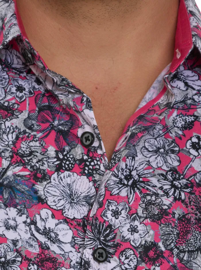 Robert Graham Short Sleeve Button Down Shirts Men THE PALAZA SHORT SLEEVE BUTTON DOWN SHIRT Magenta