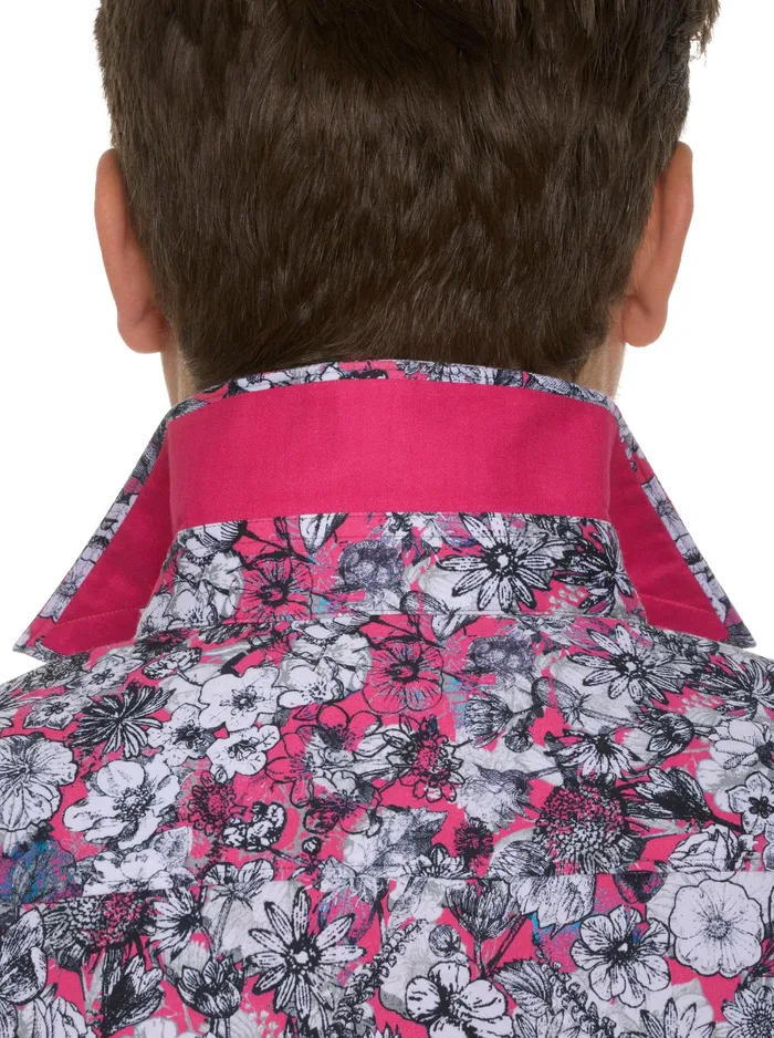 Robert Graham Short Sleeve Button Down Shirts Men THE PALAZA SHORT SLEEVE BUTTON DOWN SHIRT Magenta