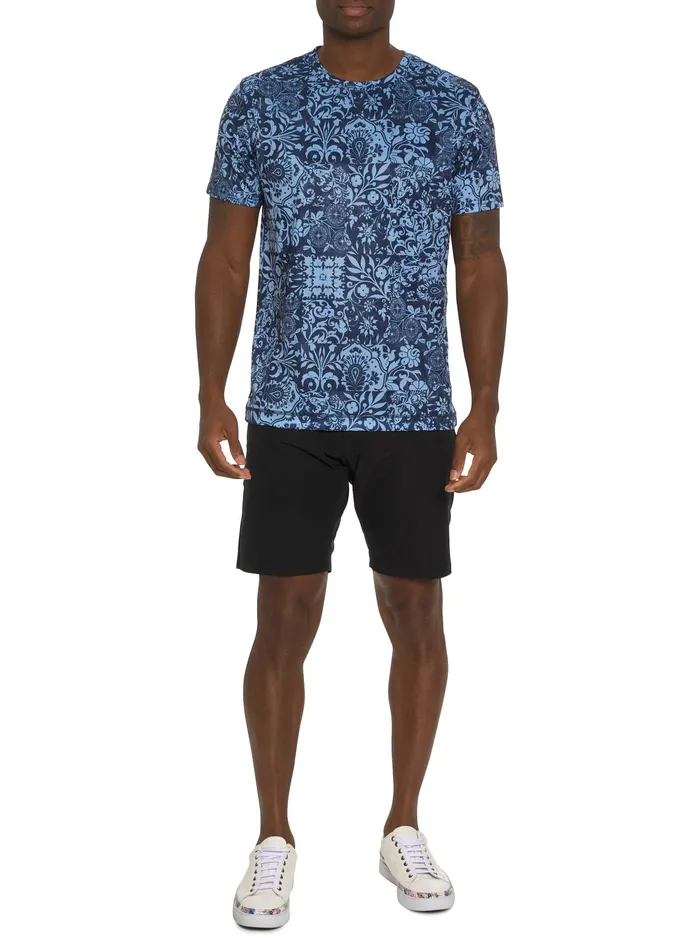 Robert Graham Short Sleeve Knits Men DILLIONS PERFORMANCE GRAPHIC TSHIRT Navy
