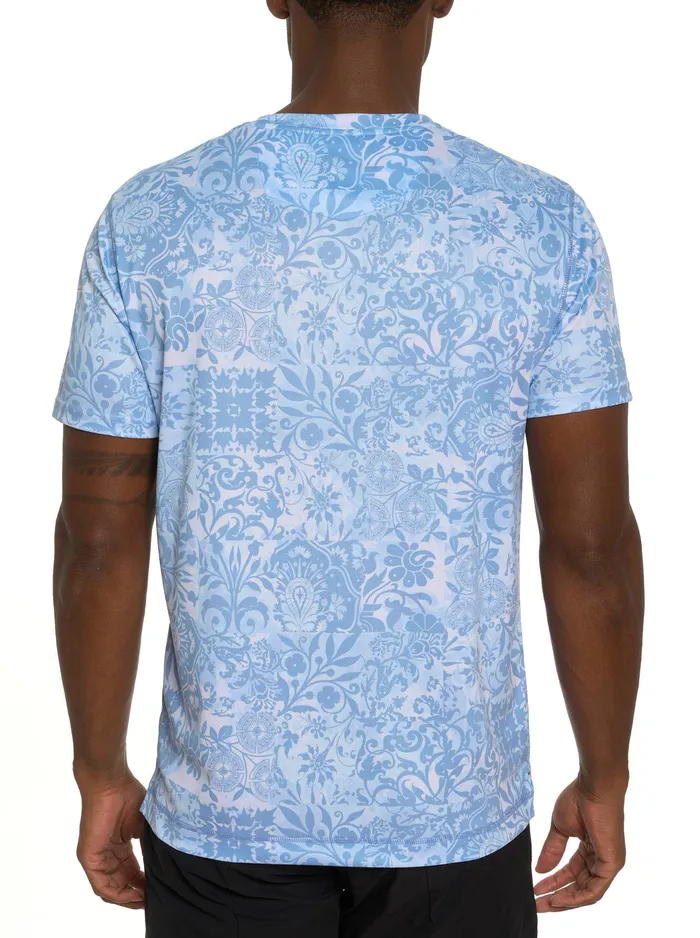 Robert Graham Short Sleeve Knits Men DILLIONS PERFORMANCE GRAPHIC TSHIRT Navy