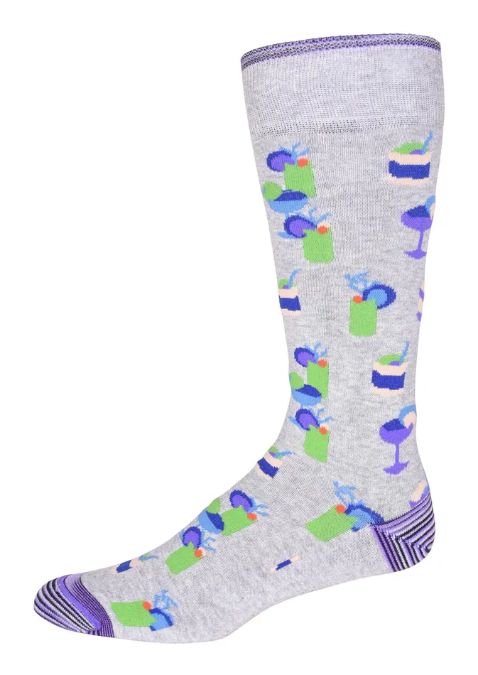 Robert Graham Socks Men COCKTAIL HOUR KNIT SOCKS Light Grey