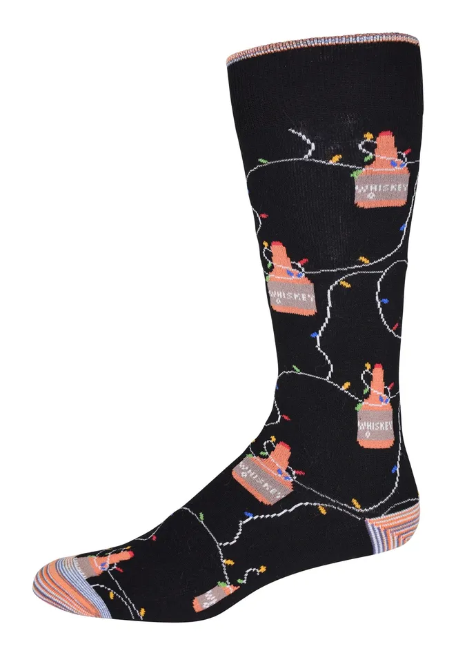 Robert Graham Socks Men WHISKEY LIGHTS KNIT SOCKS Black