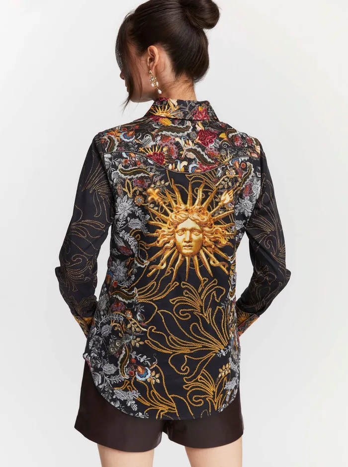 Robert Graham Tops Women LIMITED EDITION JEWELED GODDESS LONG SLEEVE SHIRT Multi