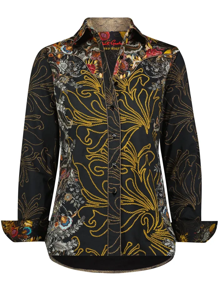 Robert Graham Tops Women LIMITED EDITION JEWELED GODDESS LONG SLEEVE SHIRT Multi