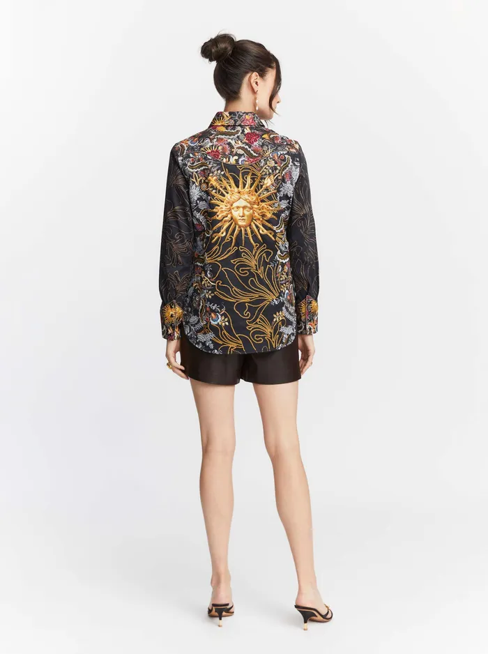 Robert Graham Tops Women LIMITED EDITION JEWELED GODDESS LONG SLEEVE SHIRT Multi