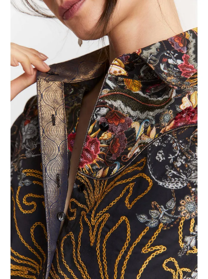 Robert Graham Tops Women LIMITED EDITION JEWELED GODDESS LONG SLEEVE SHIRT Multi