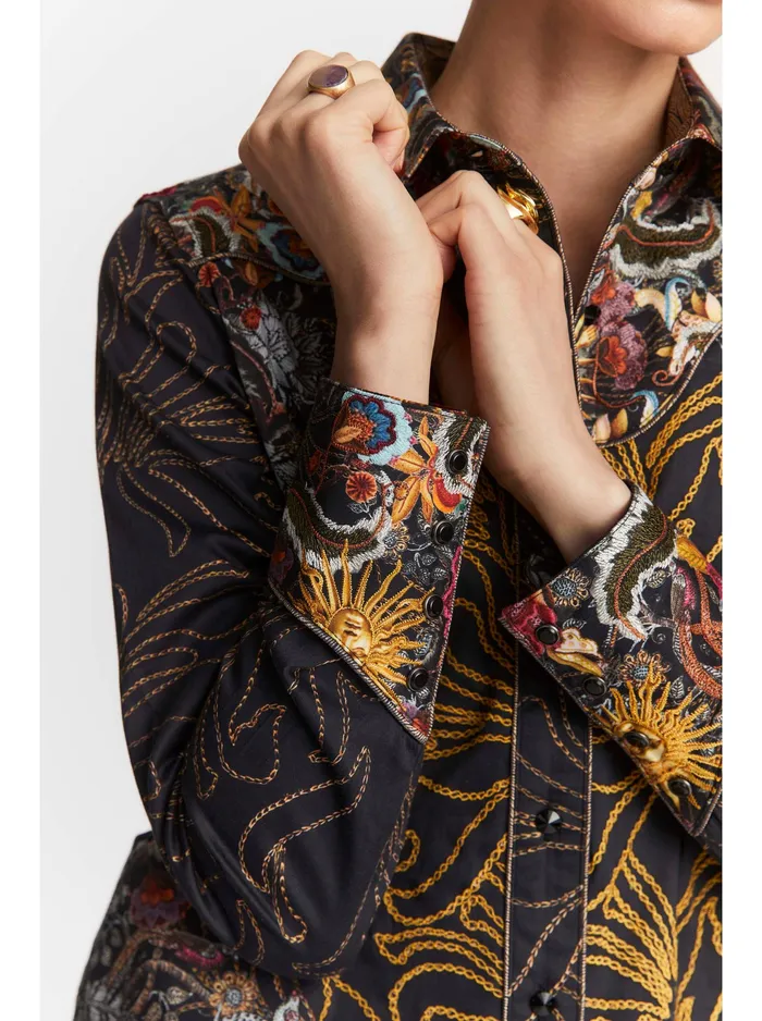 Robert Graham Tops Women LIMITED EDITION JEWELED GODDESS LONG SLEEVE SHIRT Multi