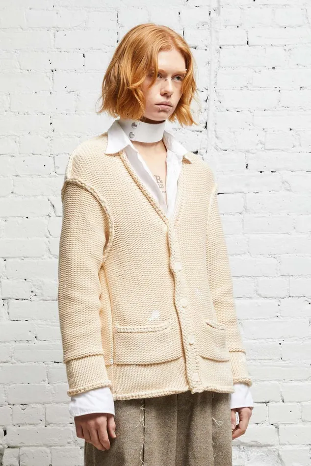 ROLLED EDGE BOXY CARDIGAN 8211 NATURAL Women R13 Sweaters