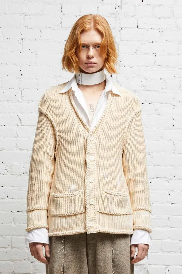 ROLLED EDGE BOXY CARDIGAN 8211 NATURAL Women R13 Sweaters