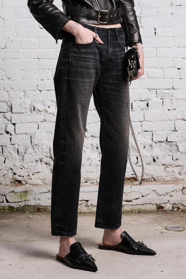 ROMEO JEAN 8211 ETON SELVEDGE BLACK Women R13 Denim