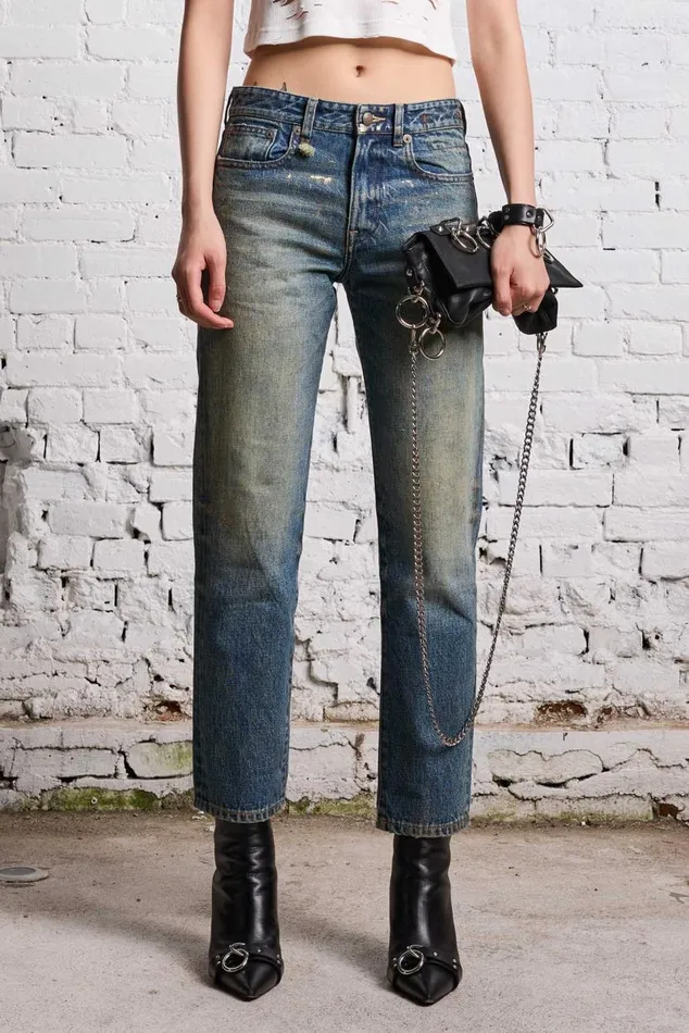 ROMEO JEAN 8211 SPLATTERED CLINTON BLUE Women R13 Denim