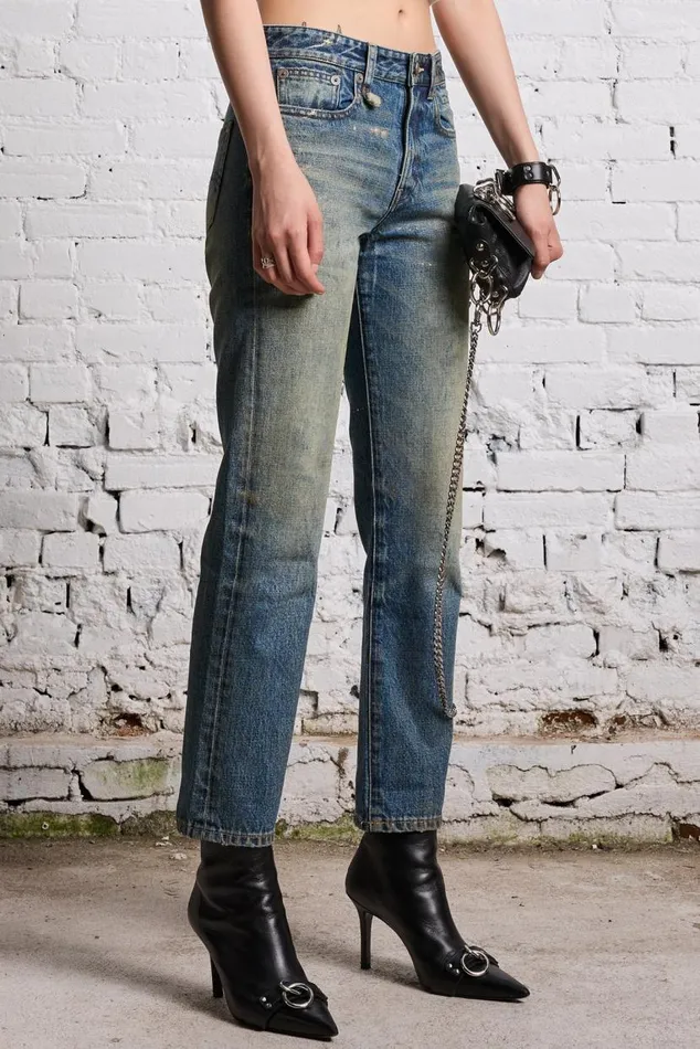 ROMEO JEAN 8211 SPLATTERED CLINTON BLUE Women R13 Denim