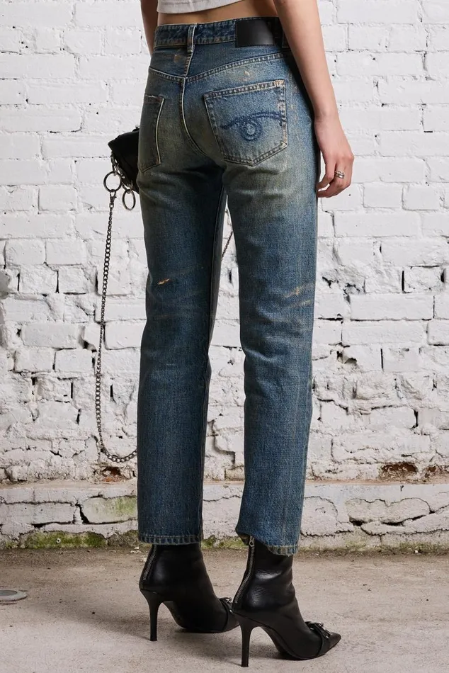 ROMEO JEAN 8211 SPLATTERED CLINTON BLUE Women R13 Denim