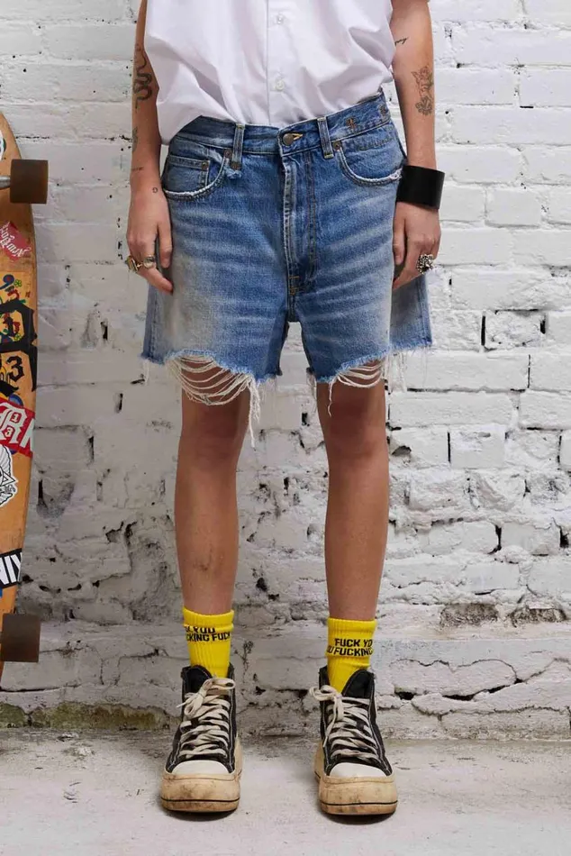 ROSE BAGGY SHORT 8211 TURNER BLUE Women R13 Denim