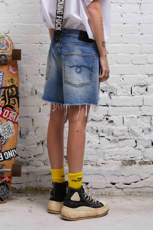 ROSE BAGGY SHORT 8211 TURNER BLUE Women R13 Denim