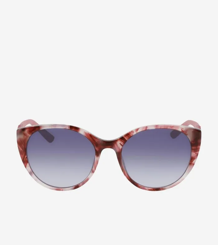 Round Cat Eye Sunglasses Blue Tortoise Women Cole Haan Sunglasses