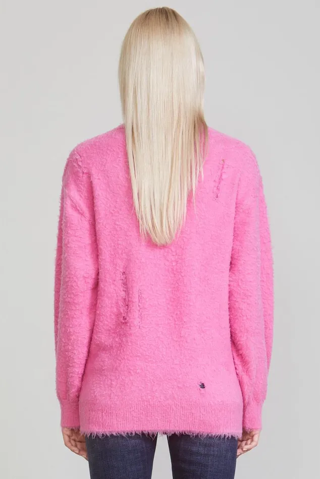 SHAGGY OVERSIZED DISTRESSED EDGE CARDIGAN 8211 PINK Women R13 Tops
