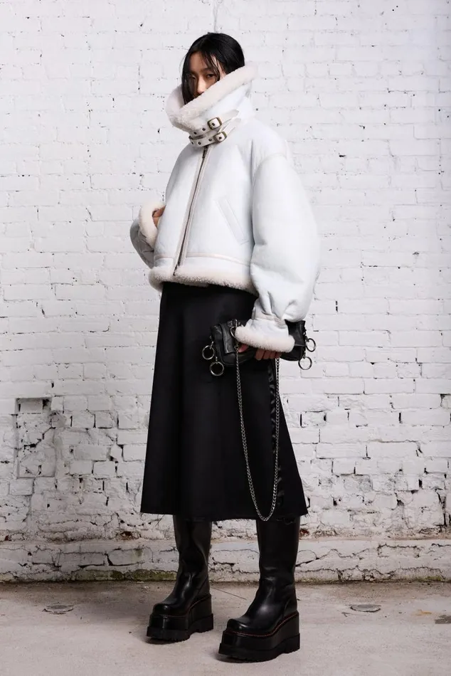 SHEARLING AVIATOR 8211 WHITE Women R13 Jackets and Coats
