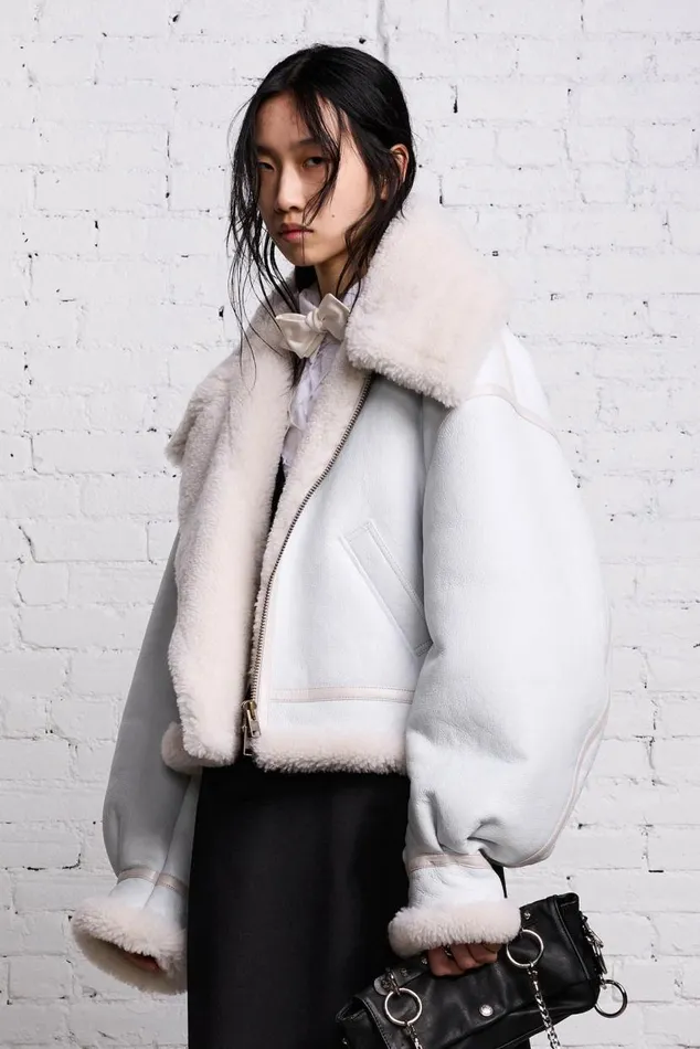 SHEARLING AVIATOR 8211 WHITE Women R13 Jackets and Coats