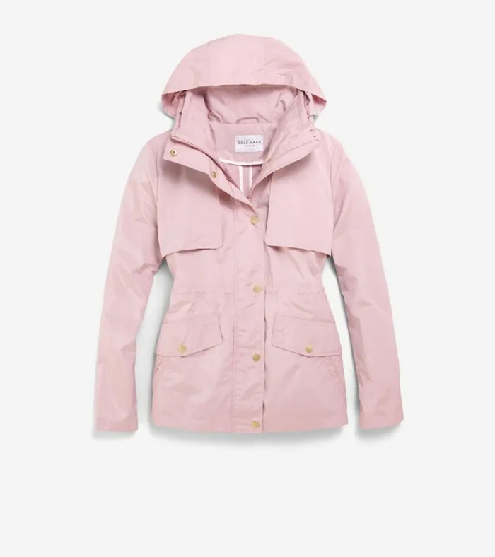 Short Packable Rain Jacket Canyon Rose Women Cole Haan Rain Jackets