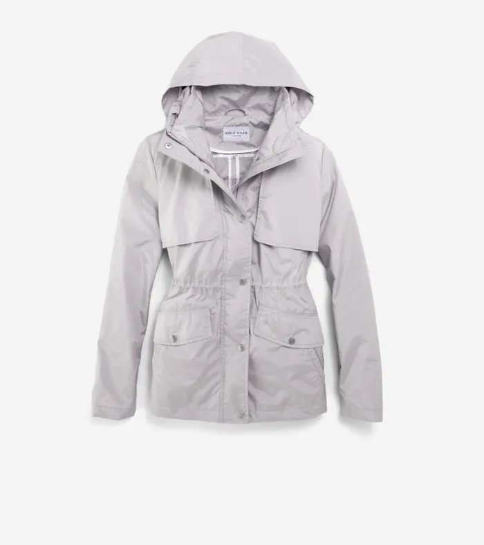 Short Packable Rain Jacket Pearl Gray Women Cole Haan Rain Jackets