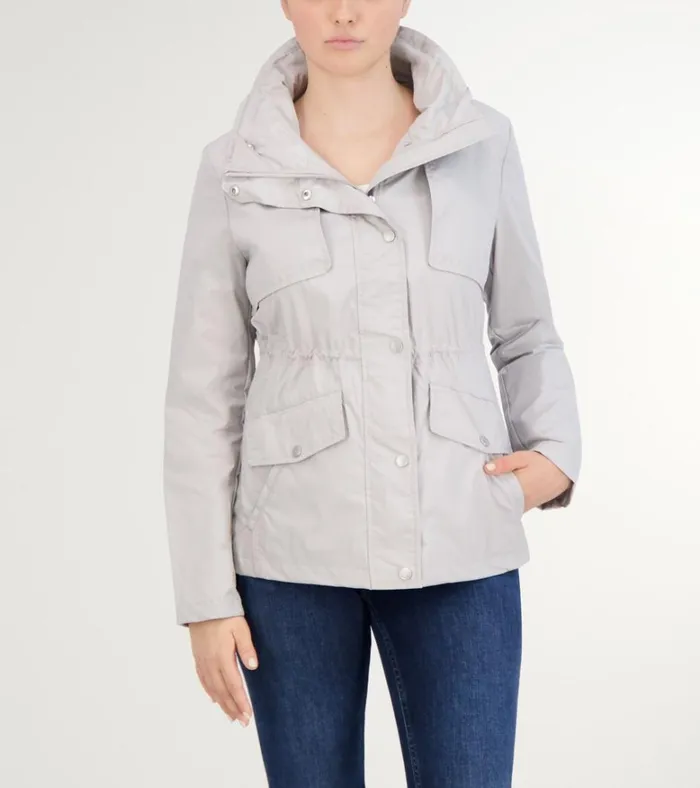 Short Packable Rain Jacket Pearl Gray Women Cole Haan Rain Jackets