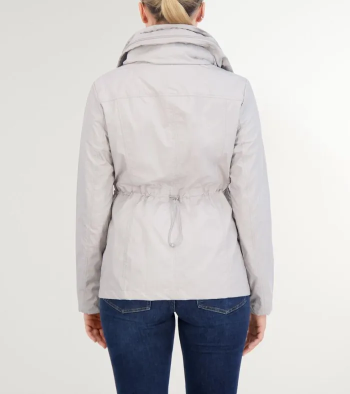 Short Packable Rain Jacket Pearl Gray Women Cole Haan Rain Jackets