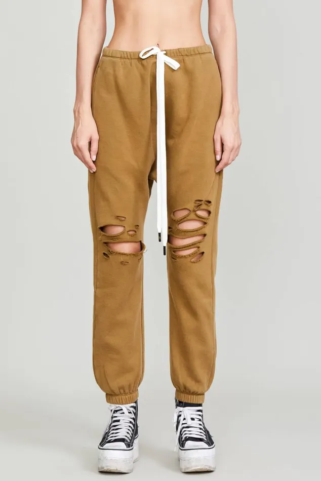 SHREDDED DROP CROTCH SWEATPANT 8211 OLIVE Women R13 Pants and Shorts