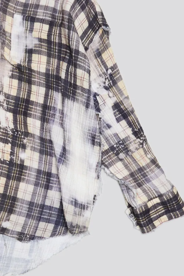 SHREDDED SEAM DROP NECK 8211 BLEACH PRINTED PLAID Women R13 Tops