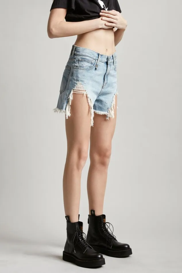 SHREDDED SLOUCH SHORT 8211 TILLY Women R13 Denim
